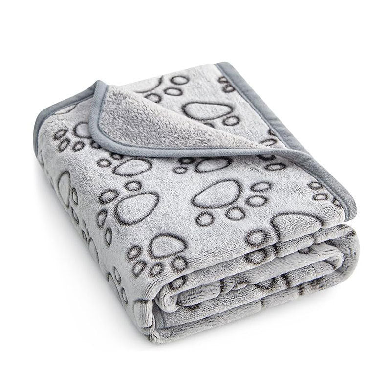 Pet Blanket Warm Cut Flower Footprint Cover Blanket Cat Dog Mat Fleece Embossed Pet Blanket - Korvel