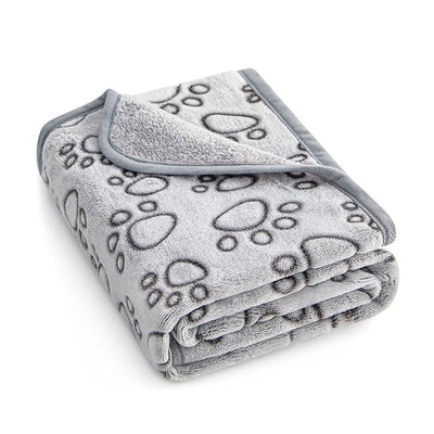 Pet Blanket Warm Cut Flower Footprint Cover Blanket Cat Dog Mat Fleece Embossed Pet Blanket - Korvel