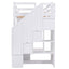 Elegant Twin Size Loft Bed with Wardrobe and Desk in White