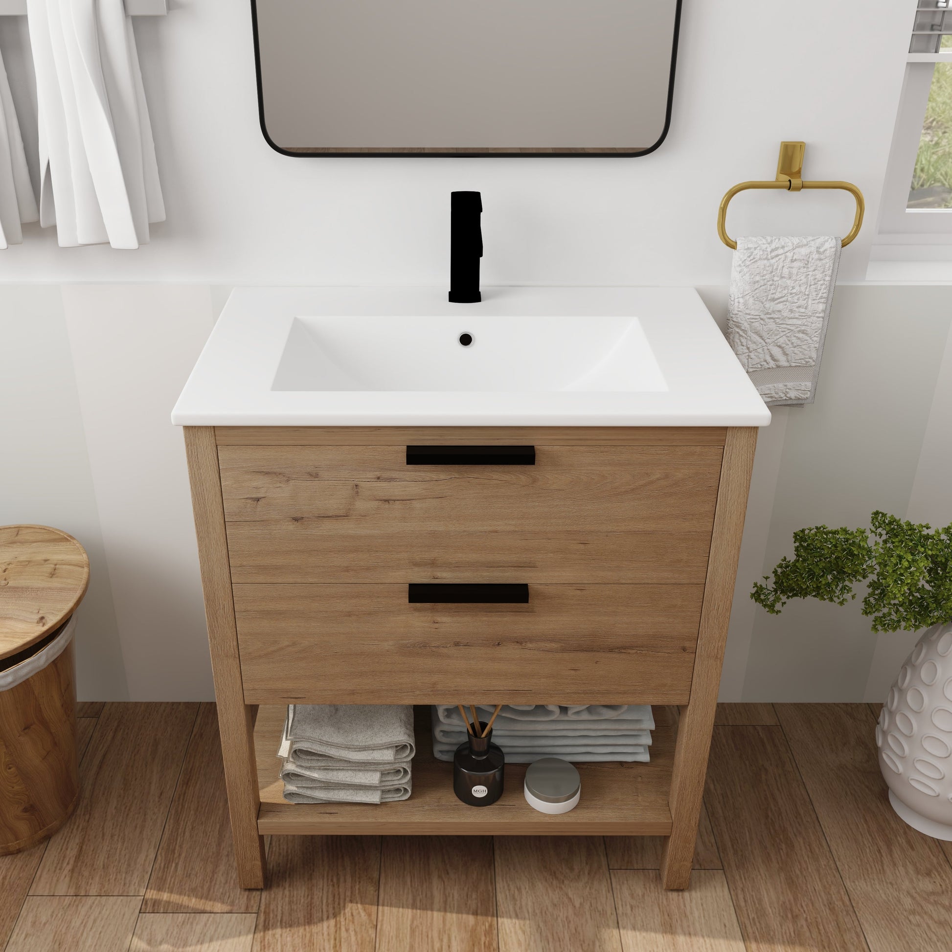 30 Inch Bathroom Vanity Plywood With 2 Drawers-BVB01030IMO-BL9075B - Korvel