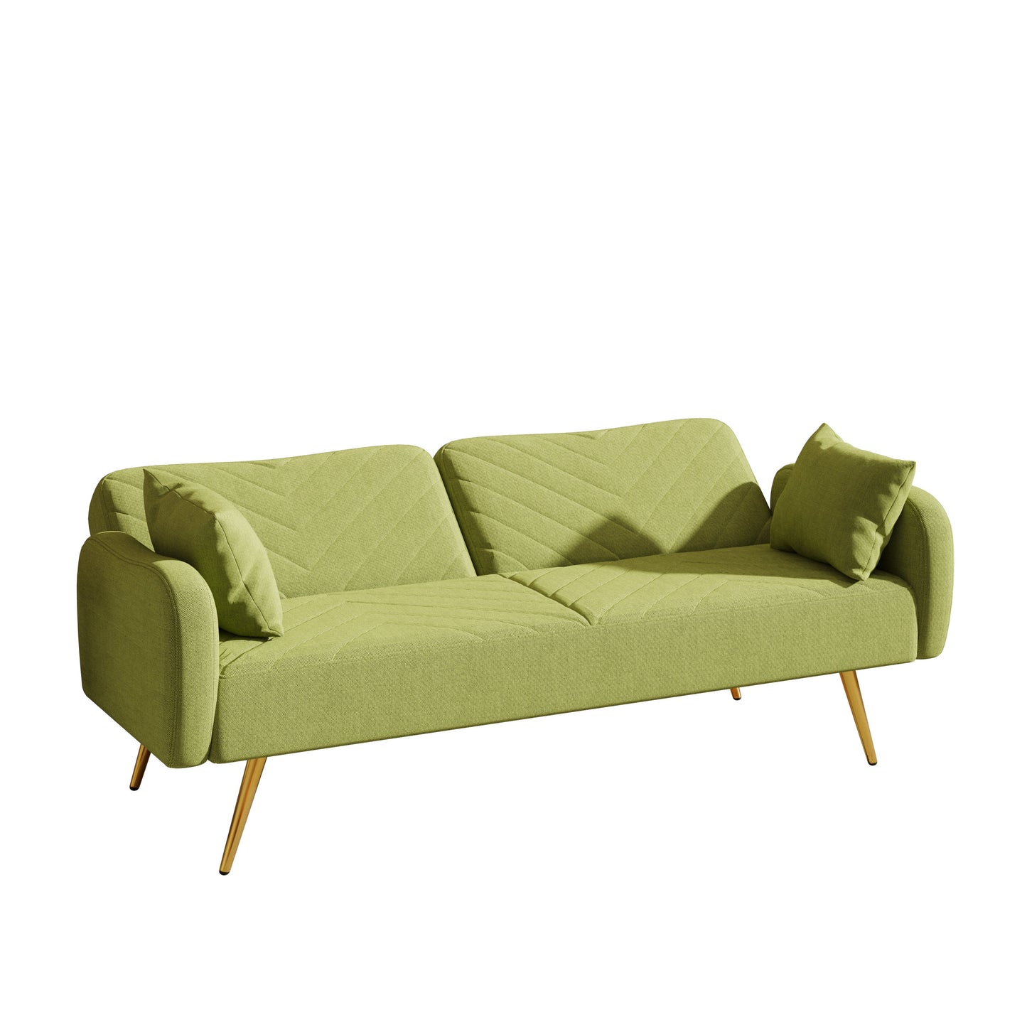 Sofá Doble de Tela Verde de 70.47" con Respaldo Dividido