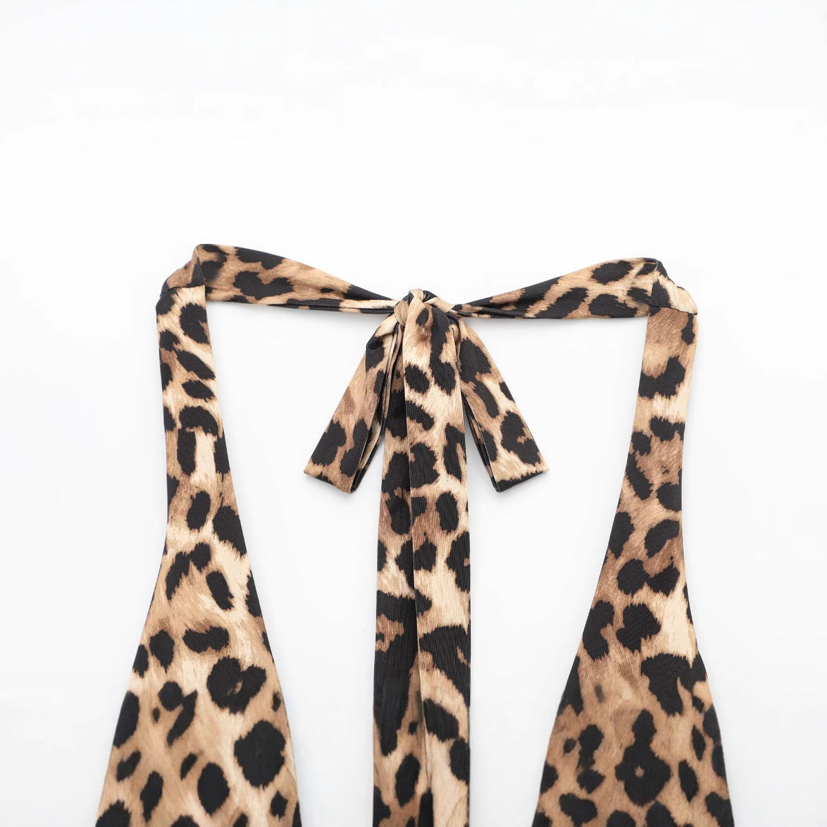 Leopard print halter neck one-piece swimsuit for women - Korvel
