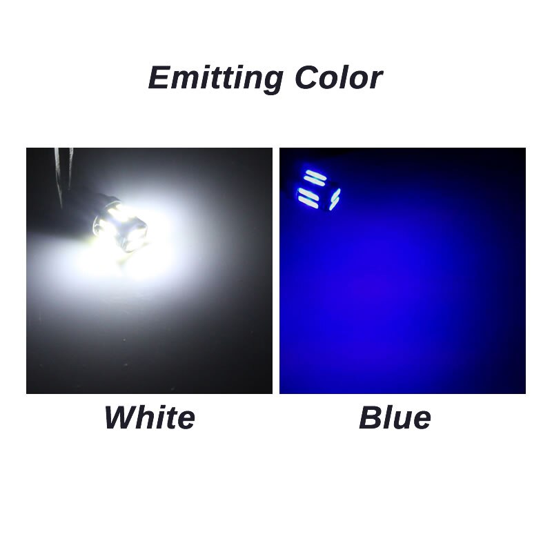 4Pcs W5W 10-7020 SMD Car T10 LED 194 168 Wedge Replacement Reverse Instrument Panel Lamp White Blue Bulbs For Clearance Lights - Korvel