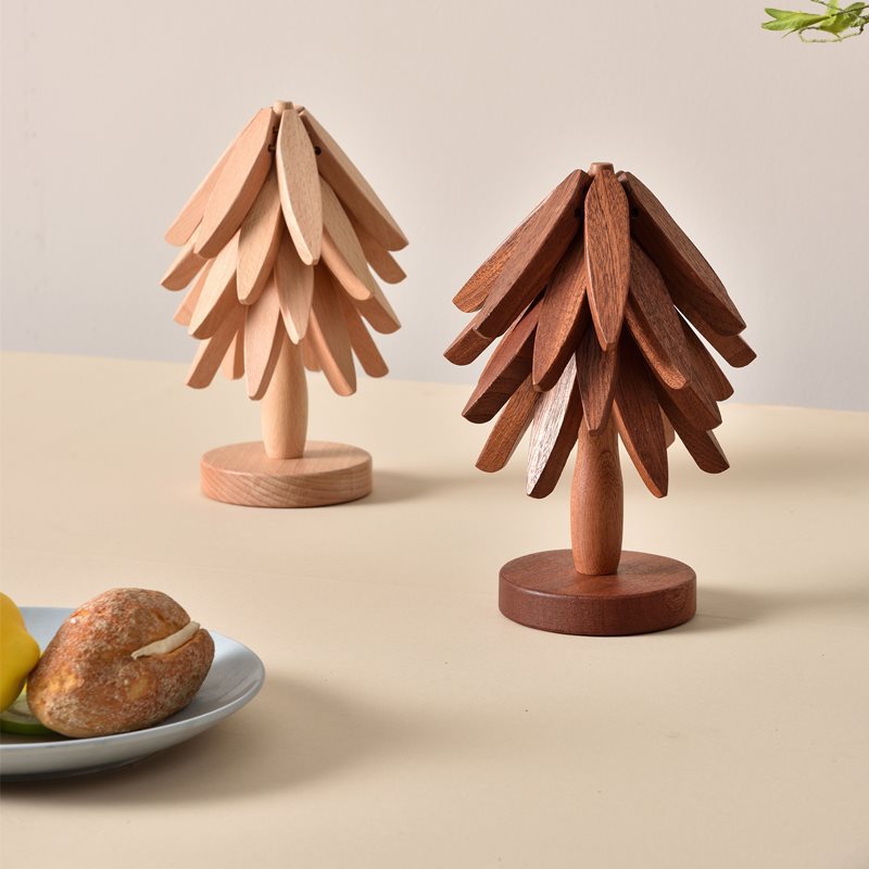 Wooden Creative Walnut Tree Solid Wood Insulation Mat Christmas Tree Insulation Table Mat Household Cup Mat Sand Pot Mat - Korvel