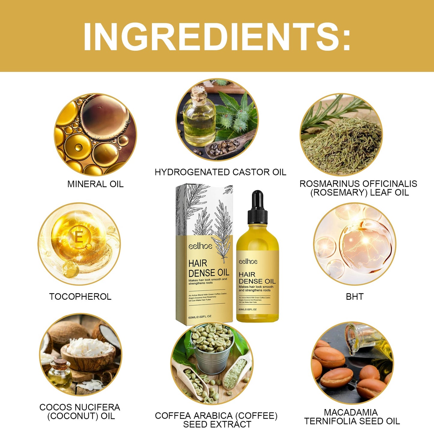 Hair Dense Oil, Scalp Cleaning Care Fluffy Soft Repair Dry Hair Impetuous Solid Hair Dense Hair Essential Oil - Korvel
