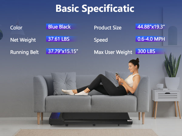 8.10 Under Desk Treadmill - 2.5HP, 300LBS Capacity