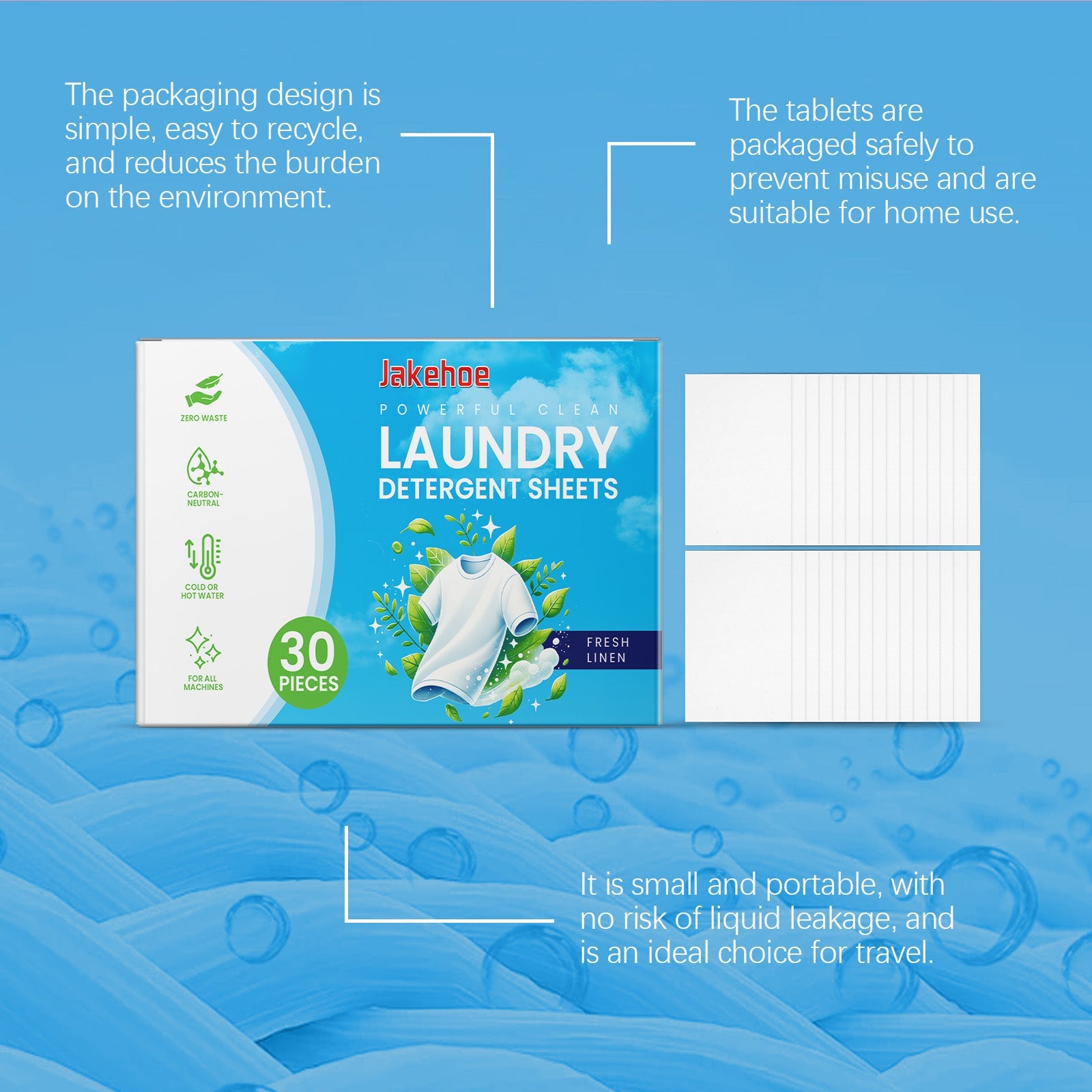 Laundry Detergent Sheet Gentle Cleaning And Decontamination Handy Household Laundry Bubble Paper - Korvel