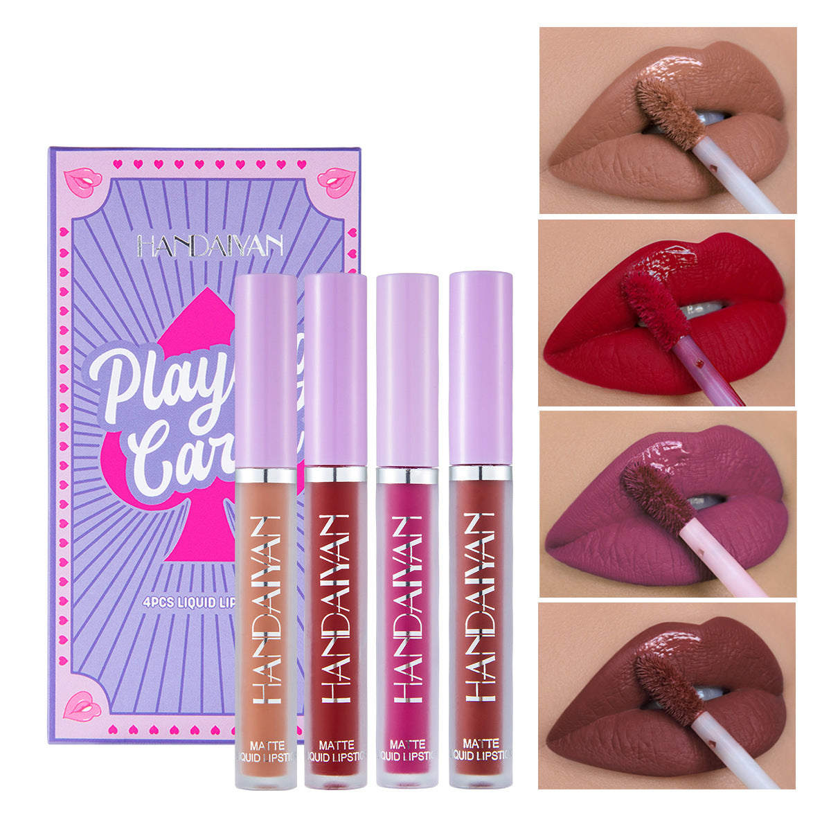HANDAIYAN Playing Card Lipstick Set - 4 Matte Shades