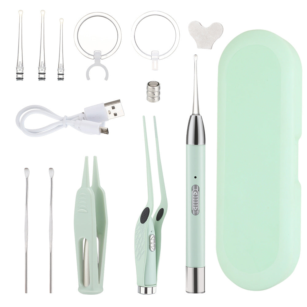Illuminated Ear Scoop Ear Cleaner Pick Earmuff Ear Pick Visual Ear Scoop Children's Luminous Earwax Tweezers Set - Korvel