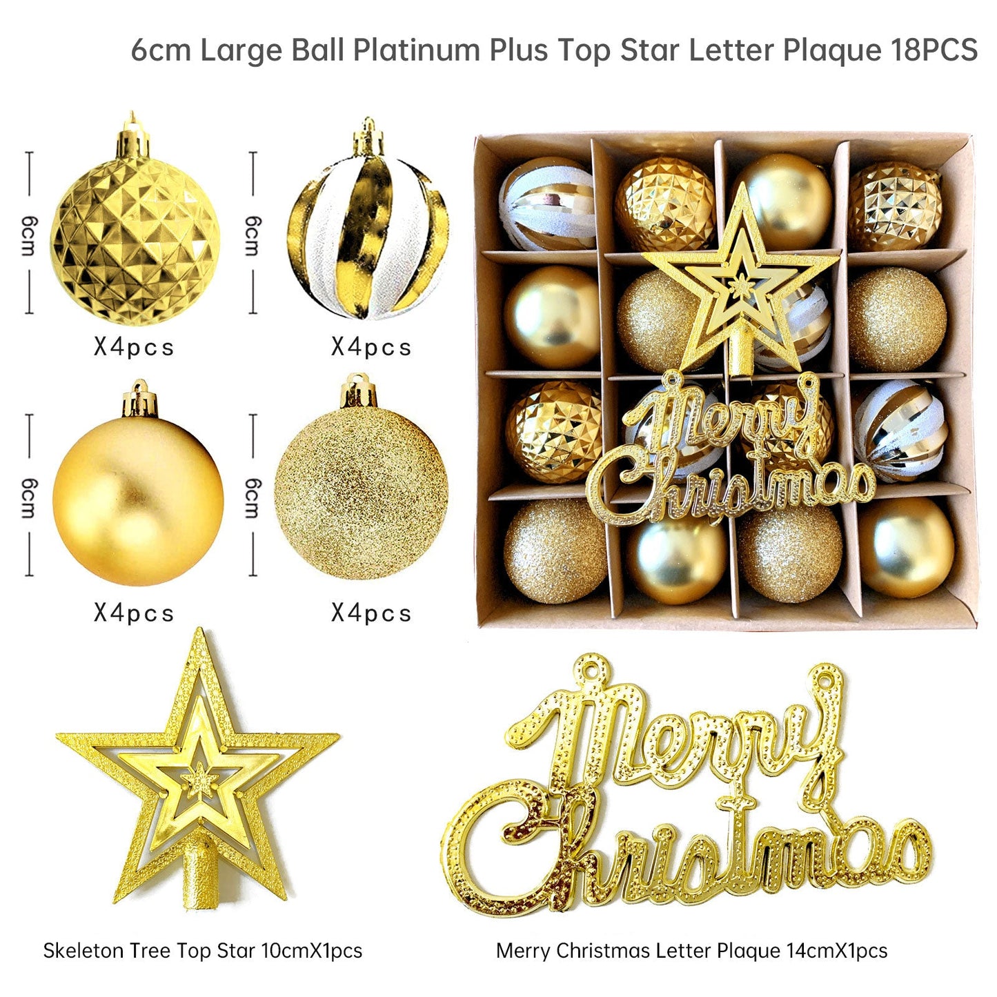 Christmas decoration 6cm electroplated ball plastic ball special-shaped painted Christmas ball gift Christmas tree pendant - Korvel