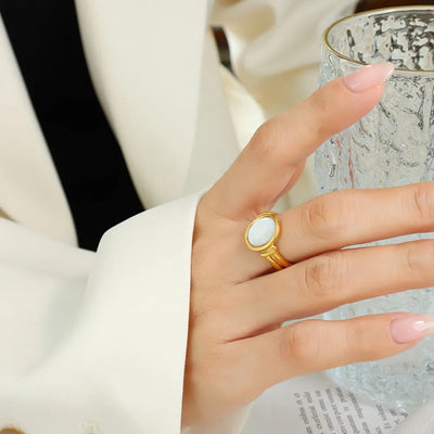 Vintage white seashell charming ring index finger ring accessory - Korvel