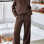 Collared Sweatshirt and High Waist Pants Active Set