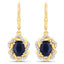 3.46 Carat Genuine Blue Sapphire and White Topaz Earrings