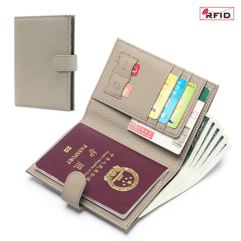 Bolso de Pasaporte Ultra Delgado de Cuero con Protección RFID
