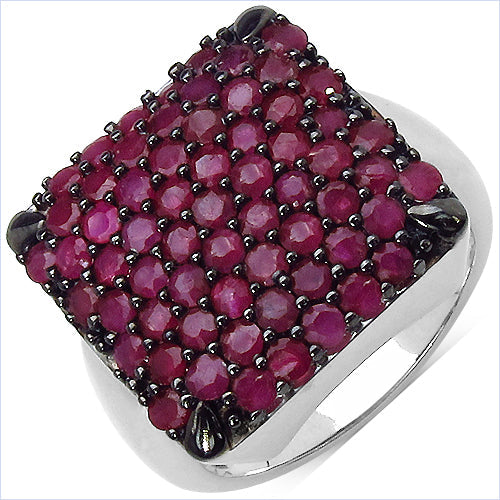 Anillo de Rubí Genuino de 3.15 Quilates en Plata Esterlina .925