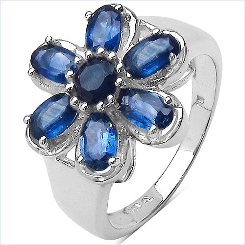 2.43 Carat Genuine Blue Sapphire Sterling Silver Engagement Ring