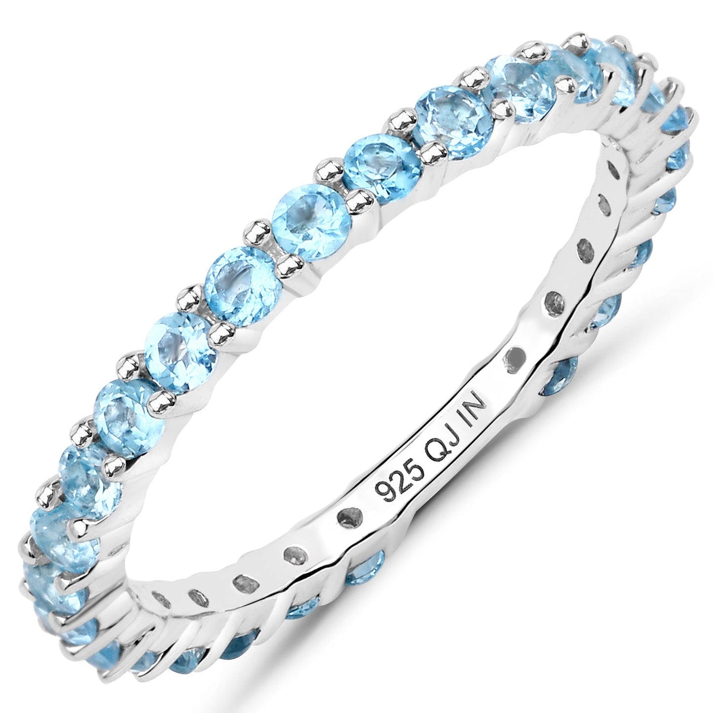 Bague de fiançailles en argent sterling avec topaze bleue suisse de 0,94 carat