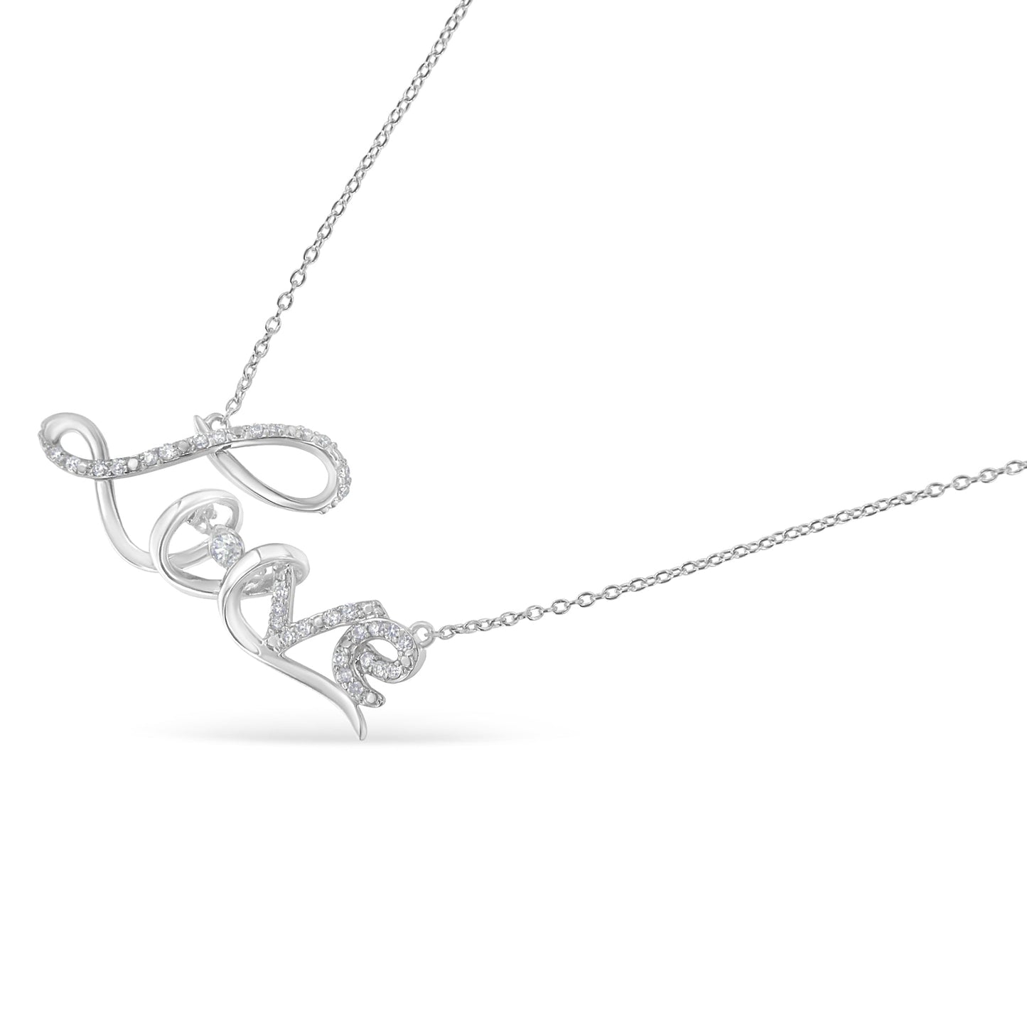Pendentif en argent sterling .925 en diamant en cursive 'Amour'
