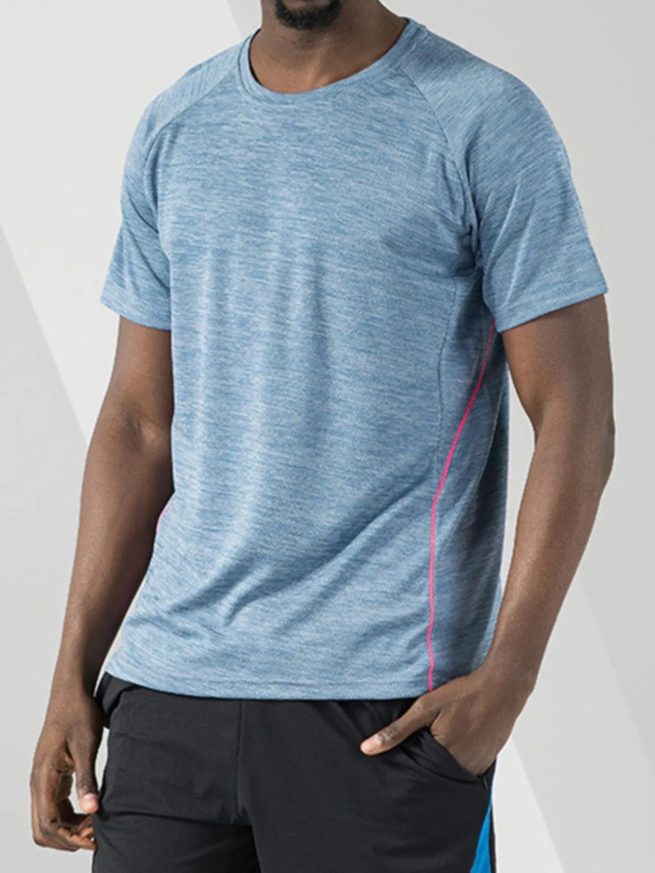T-shirt actif à col rond et manches courtes pour hommes grandes tailles
