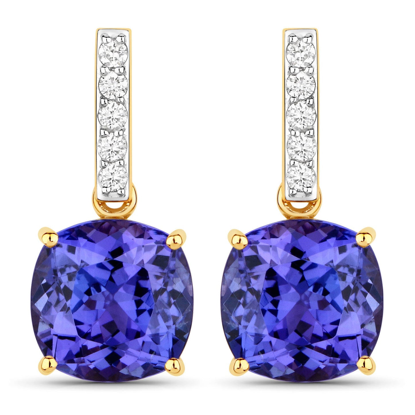Boucles d'oreilles en tanzanite et diamants blancs de 5,64 carats en or 14K