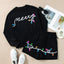 Conjunto de Top de Manga Larga con Cuello Redondo y Pantalones Cortos MERRY con Lentejuelas