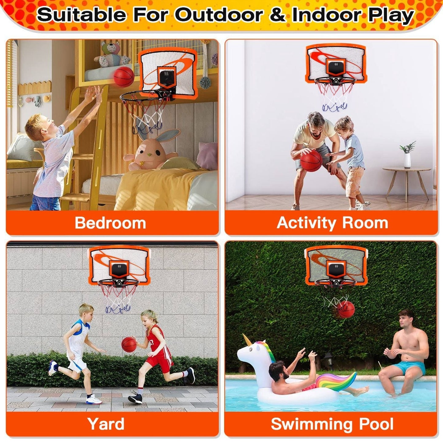 Ensemble de mini panier de basketball intérieur Gbruno avec marqueur audio