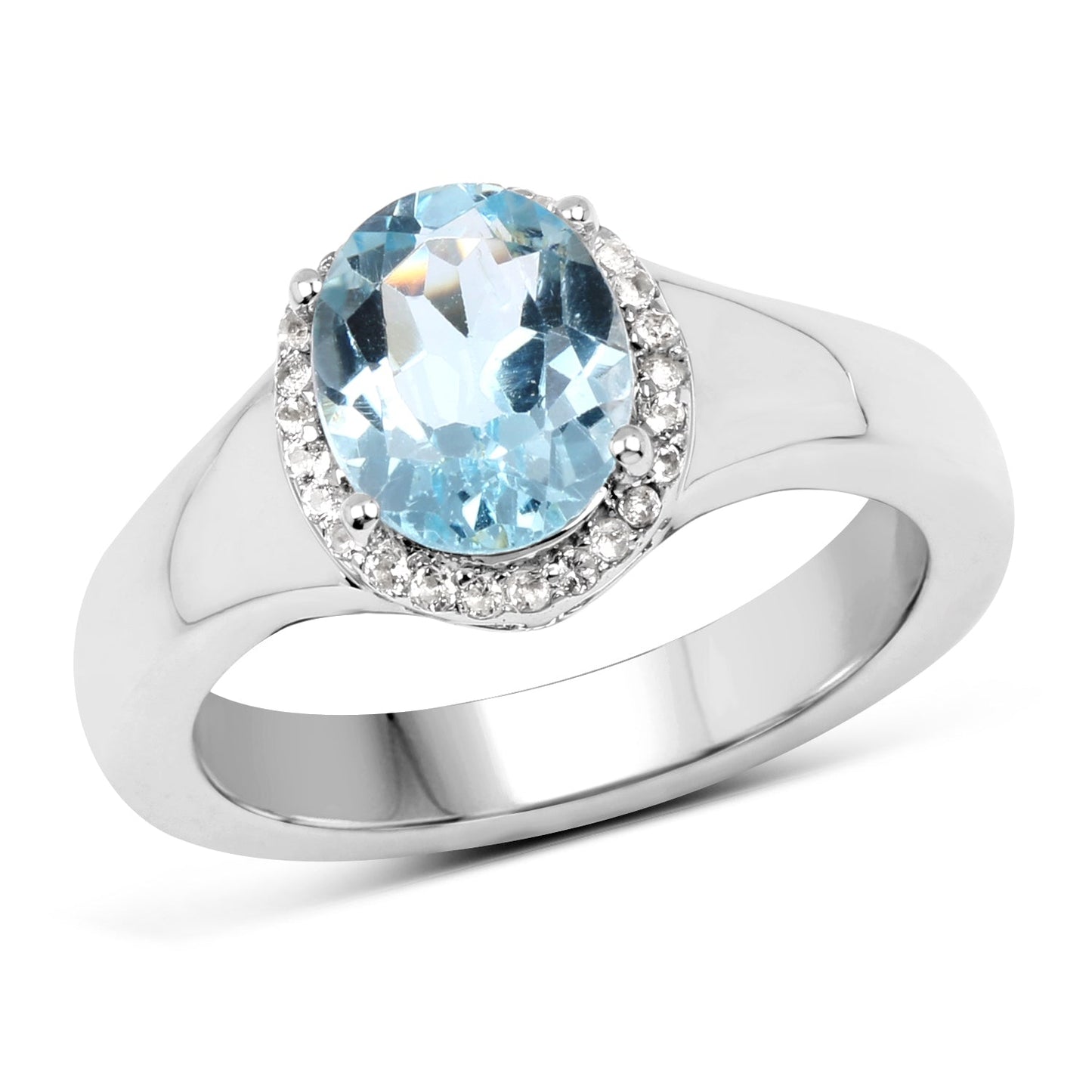 Bague de fiançailles en topaze bleue et topaze blanche de 2,63 carats en argent sterling .925