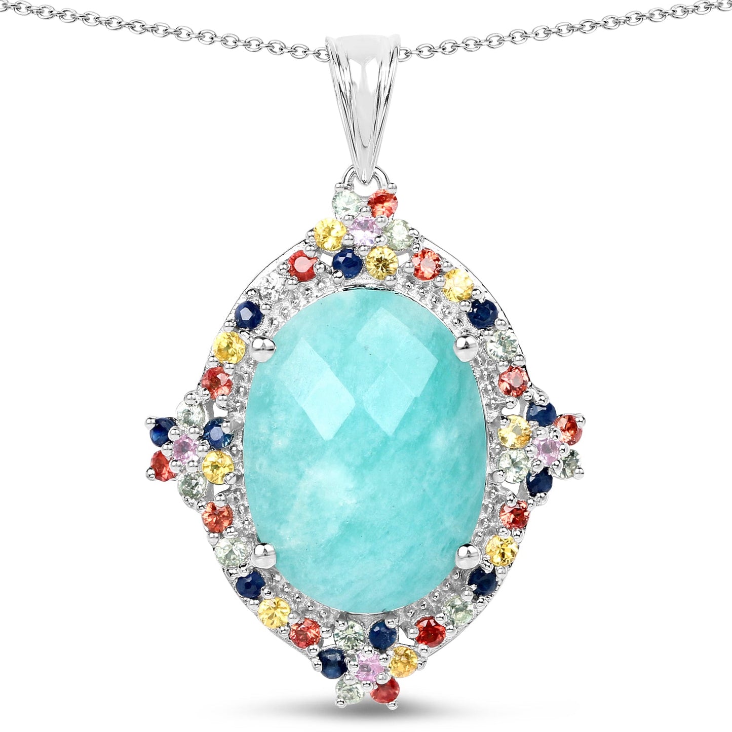 Colgante de Plata Esterlina de 18.50 Quilates con Múltiples Piedras Naturales