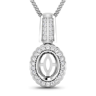 0.22 Carat Genuine White Diamond 14K White Gold Semi Mount Pendant