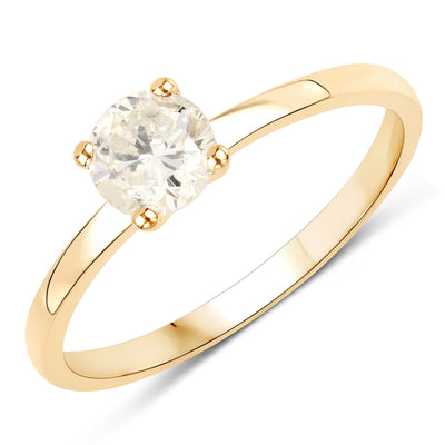 Bague de fiançailles en or jaune 14K avec diamant LB de 0,62 carat