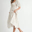 Floral Drawstring Detail Puff Sleeve Midi Dress