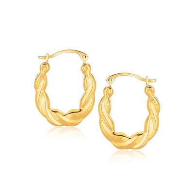 Pendientes de aro ovalados retorcidos de oro amarillo de 10k