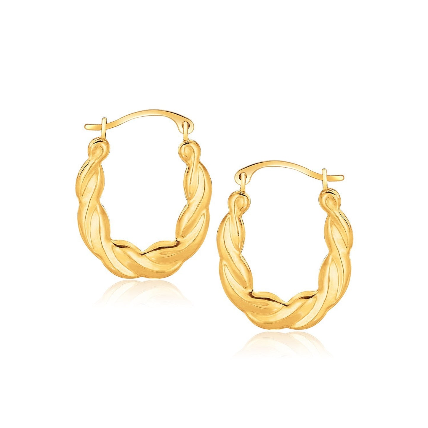 Boucles d'oreilles créoles torsadées ovales en or jaune 10k