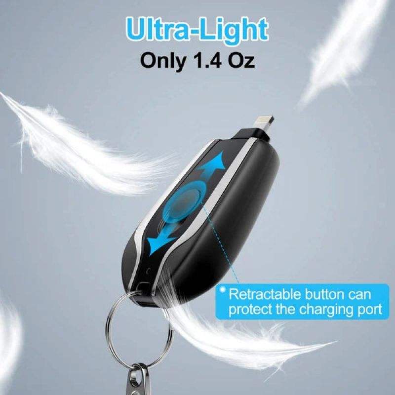 Portable Mini Key Chain Power Bank - 1500mAh Emergency Charger
