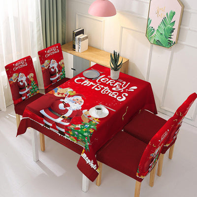 Festive Waterproof Tablecloth with Santa Claus Design