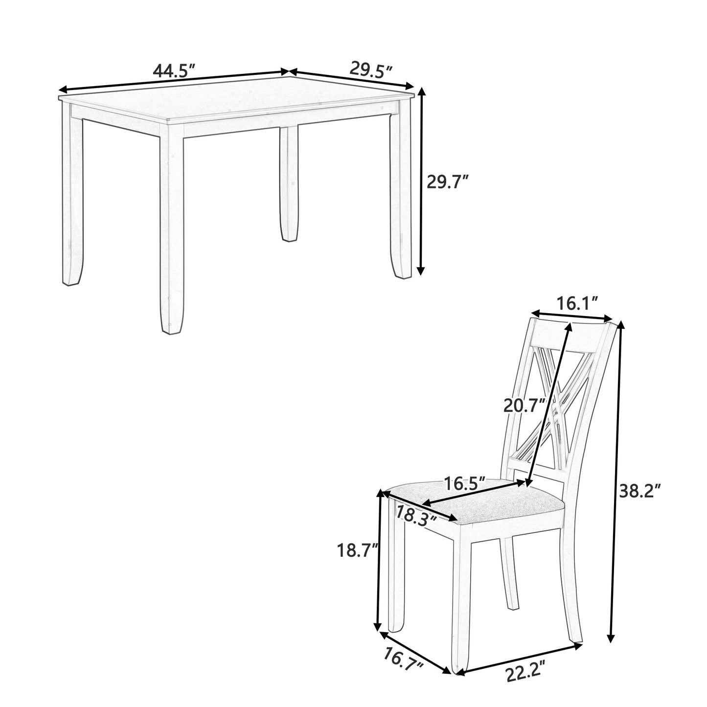 Ensemble de salle à manger rustique minimaliste en bois TOPMAX 5 pièces