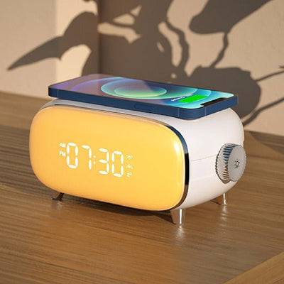 Réveil élégant avec chargement sans fil QI et lumière ambiante