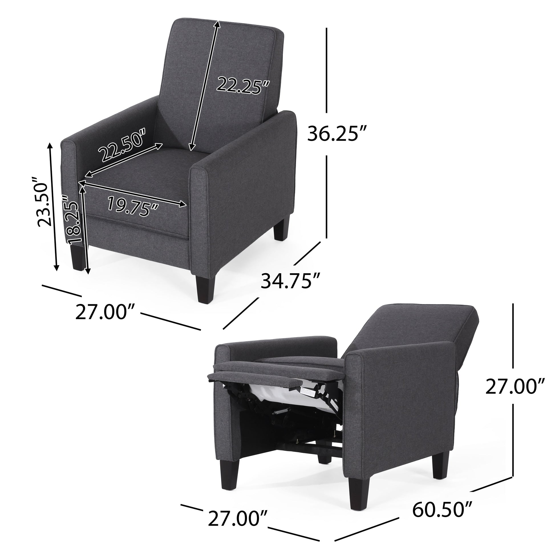 Smoke Fabric Push Back Chair for Elegant Home Décor - Korvel