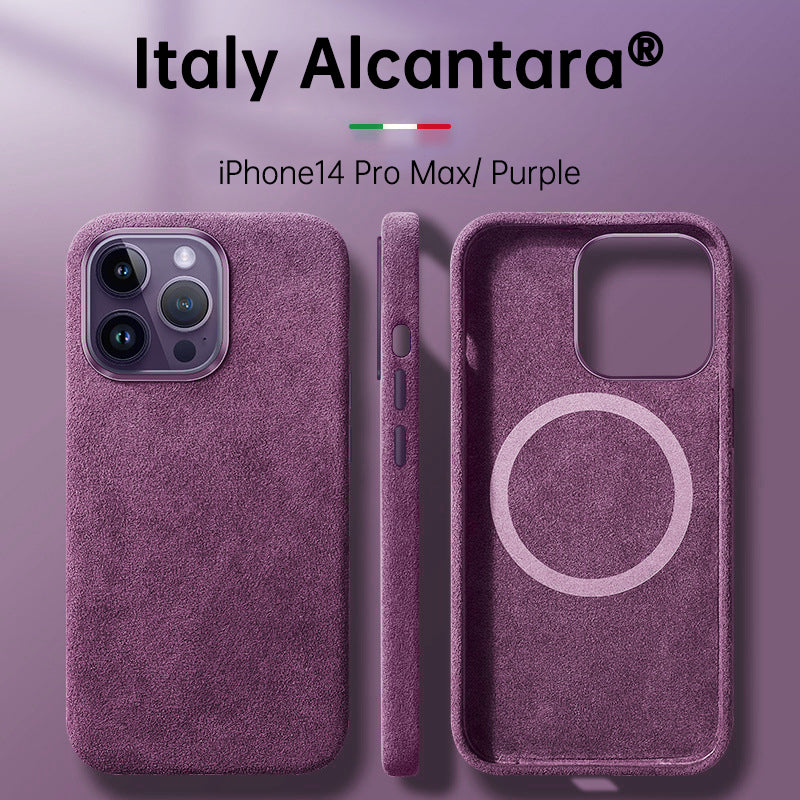 Italian Alcantara Case for iPhone 15 Pro Max Business Leather Phone Back Cover for iPhone 13 Pro Max Magnets - Korvel
