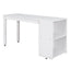 Low Study Full Loft Bed with Cabinet Shelves and Rolling Portable Desk Multiple Functions Bed- White - Korvel