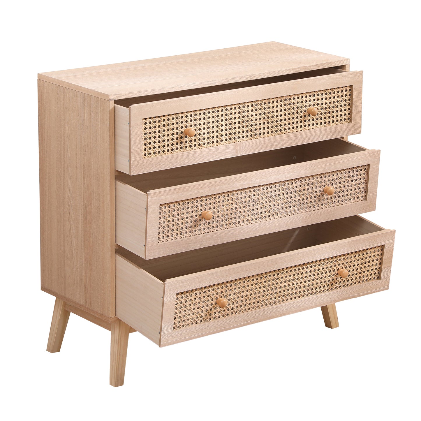 Cabinet de rangement en rotin à 3 tiroirs de 31,5" pour chambre et salon