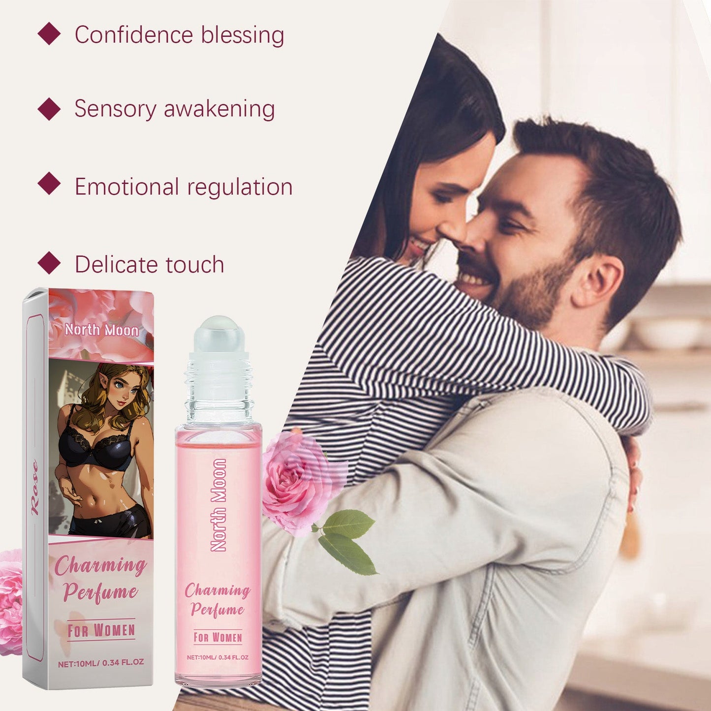 Rose Pheromone Roll-On Perfume for Women - Portable Fragrance