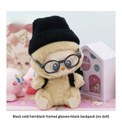 Accessories only Labubu Sitting Party Baby Clothes Black Cold Hat Sunglasses Backpack Trendy Set Labubu Accessories - Korvel