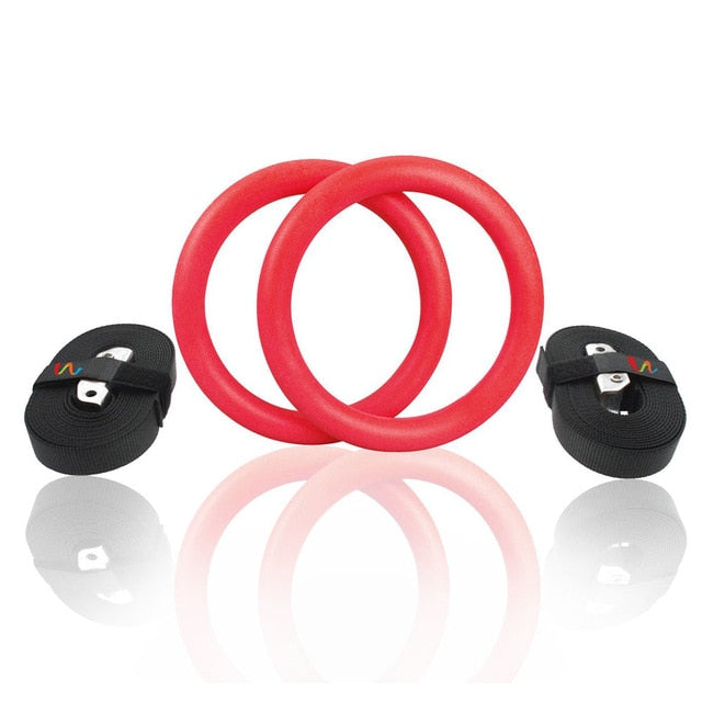 2Pcs High Quality Heavy Duty ABS Plastic 28mm Exercise Fitness Gymnastic Rings With Foam Handle Gym Exercise Crossfit Pull Ups A - Korvel