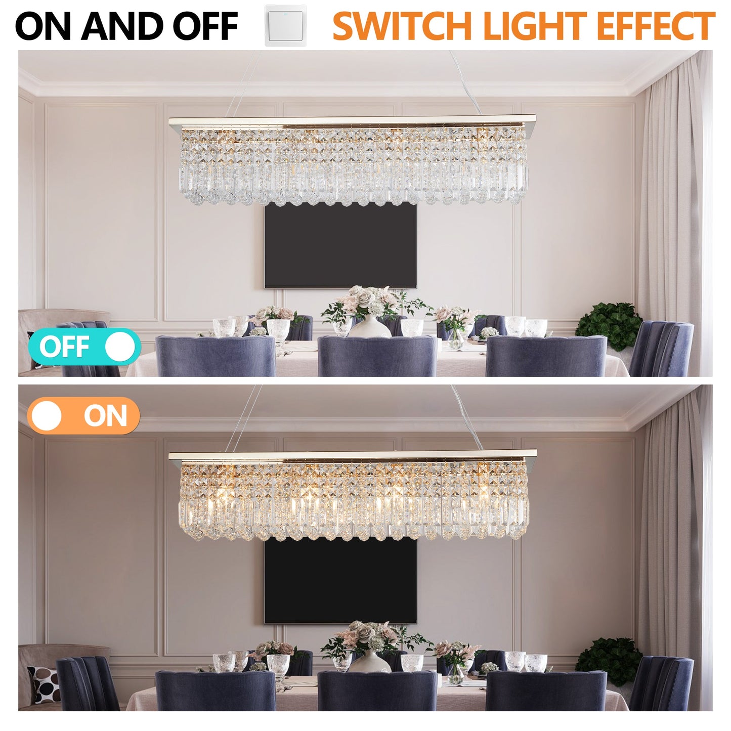 Elegant Gold Crystal Chandelier for Dining Room