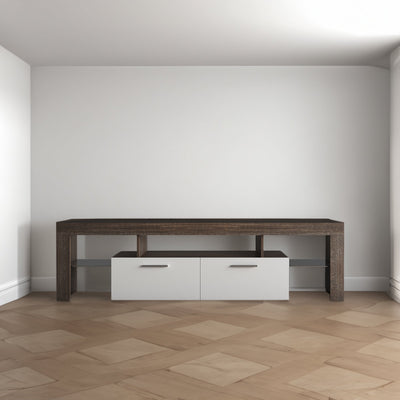 Modern Brown TV Stand with Toughened Glass Shelf