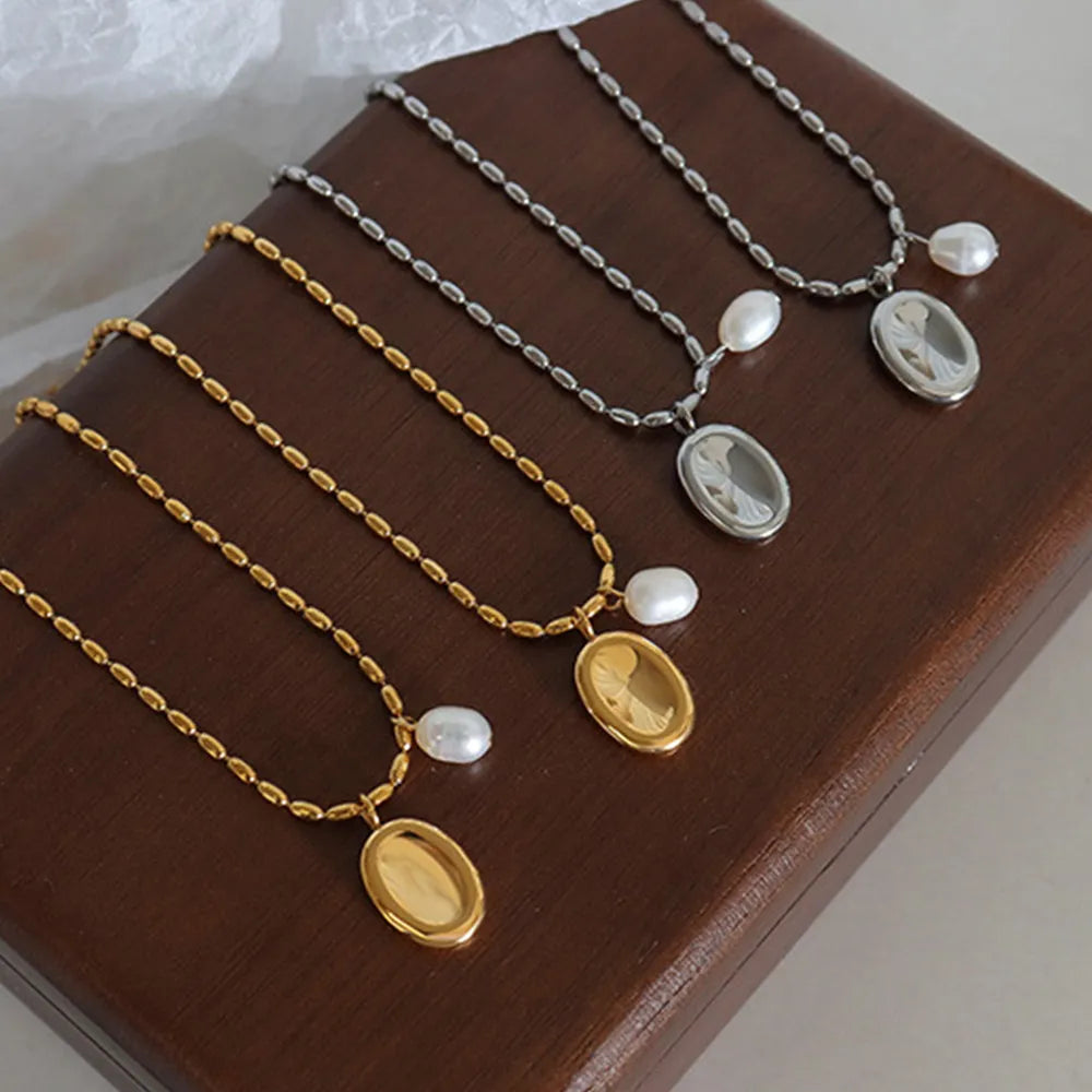 Elliptical Titanium Steel Necklace for Women