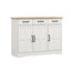 Farmhouse Buffet Cabinet Storage Sideboard with 3 Drawers and 3 Doors for Dining Living Room Kitchen Cupboard-White - Korvel