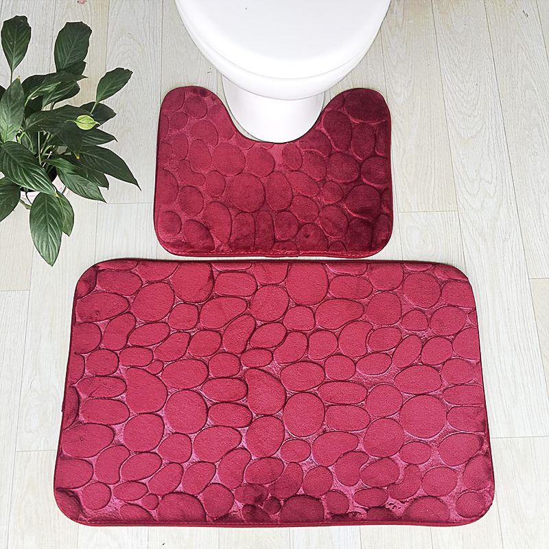 Embossed Stone Two-Piece Bathroom Toilet Floor Mat PVC Non-Slip Absorbent Carpet Door Mat - Korvel