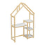 House-shaped Wooden writing Desk Kids study Table Bookshelf & Toy Storage Natural - Korvel